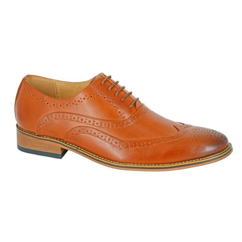 Goor Mens Lace up 5 Eyelet Brogue Oxford Formal Dress Shoes Sizes 7-13 3 Colors
